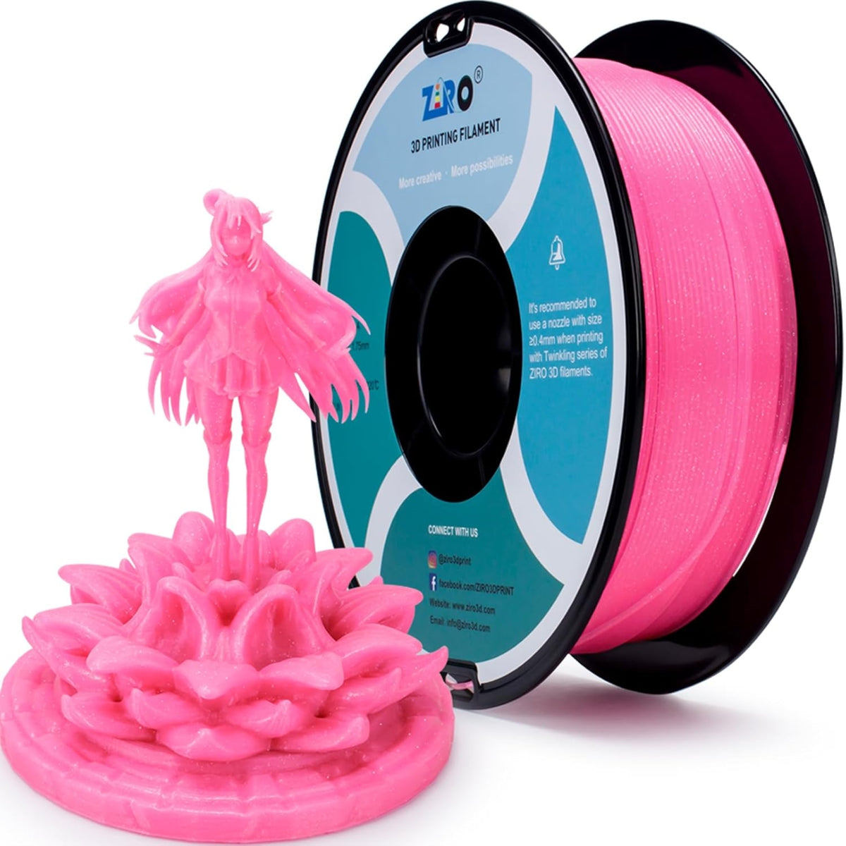 Ziro Transparent 'Twinkling' Glitter-PLA 1.75MM 3D Printer Filament