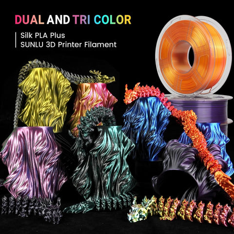 Sunlu Dual/Tri-Color Co-Extrusion Silk PLA+ 1.75mm 3D Printer Filament