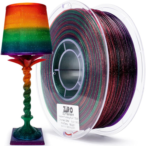 Ziro Rainbow/Gradient 'Twinkling' Glitter-PLA 1.75mm 3D Printer Filament