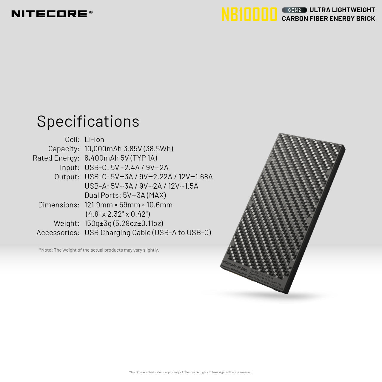 Batteries & Chargers - Nitecore NB10000 10000mAh USB/USB-C Quick-Charge Power Bank