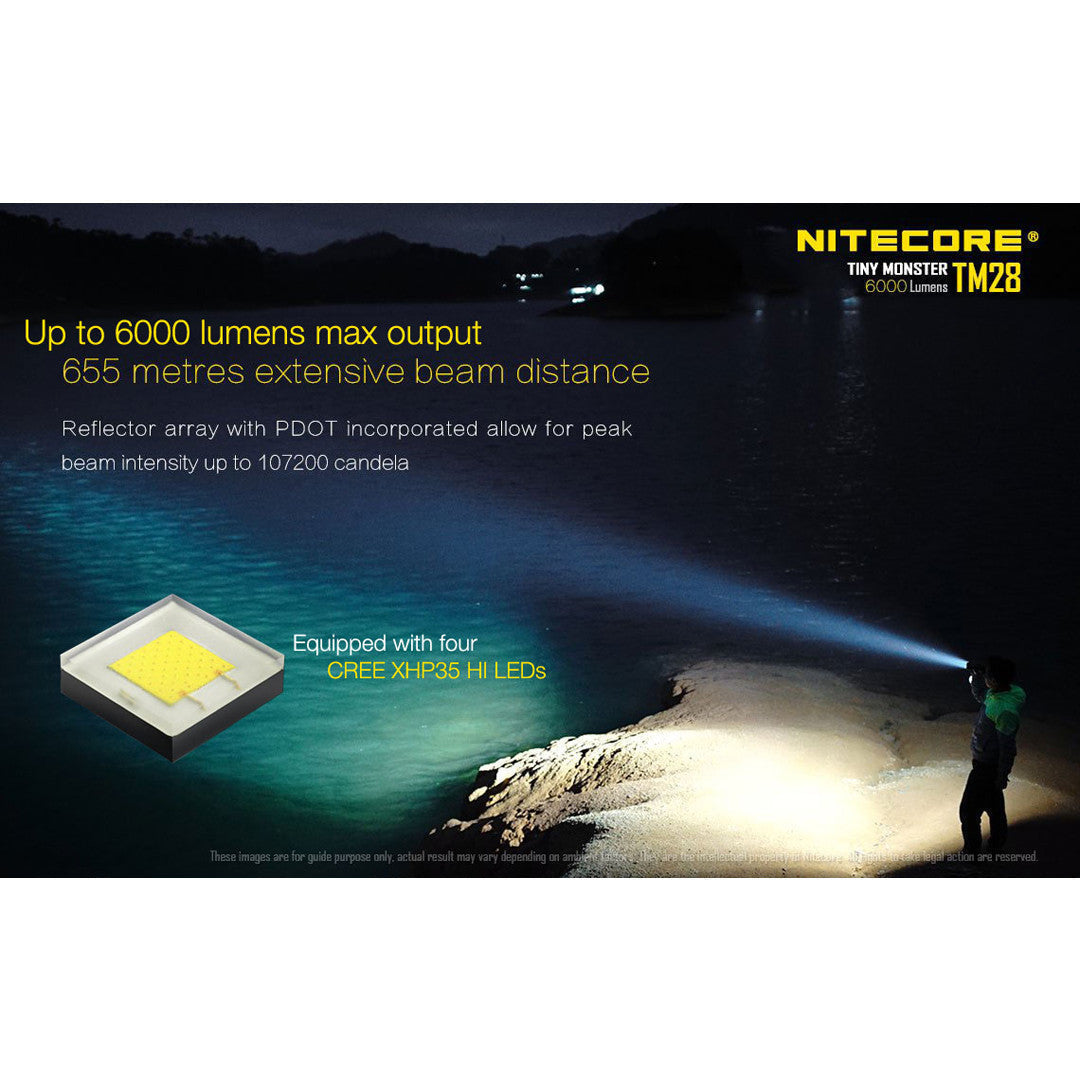 Flashlights & Headlamps - Nitecore TM28 Tiny Monster QuadRay Flashlight (6000 Lumens | Rechargeable)